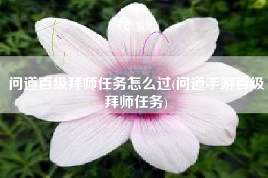 问道百级拜师任务怎么过(问道手游百级拜师任务)