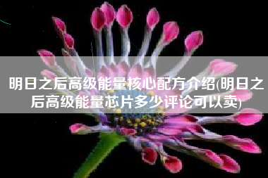 明日之后高级能量核心配方介绍(明日之后高级能量芯片多少评论可以卖)