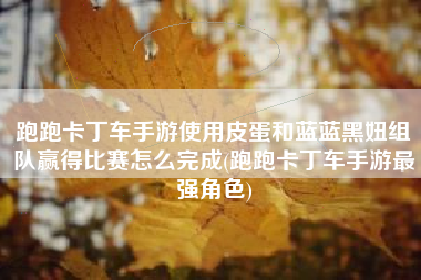跑跑卡丁车手游使用皮蛋和蓝蓝黑妞组队赢得比赛怎么完成(跑跑卡丁车手游最强角色)