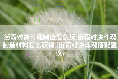 街霸对决斗魂制造怎么玩(街霸对决斗魂制造材料怎么获得)(街霸对决斗魂搭配建议)