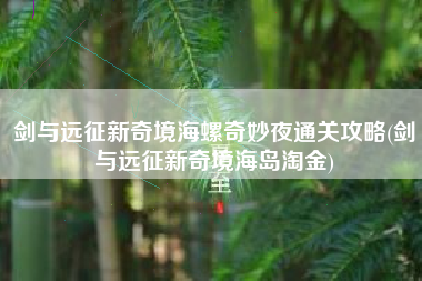 剑与远征新奇境海螺奇妙夜通关攻略(剑与远征新奇境海岛淘金)