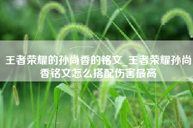 王者荣耀的孙尚香的铭文_王者荣耀孙尚香铭文怎么搭配伤害最高