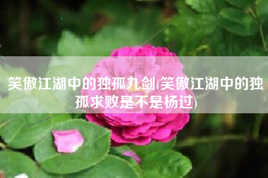 笑傲江湖中的独孤九剑(笑傲江湖中的独孤求败是不是杨过)