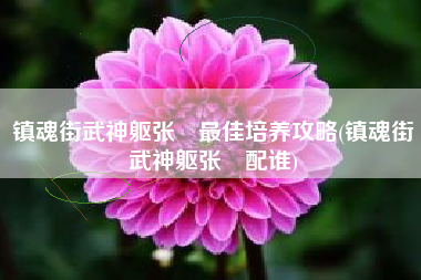 镇魂街武神躯张郃最佳培养攻略(镇魂街武神躯张郃配谁)