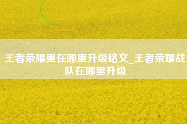 王者荣耀里在哪里升级铭文_王者荣耀战队在哪里升级