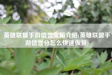 英雄联盟手游信誉宝箱介绍(英雄联盟手游信誉分怎么快速恢复)