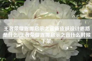 王者荣耀露娜启示之音新皮肤设计思路是什么(王者荣耀露娜启示之音什么时候下架)