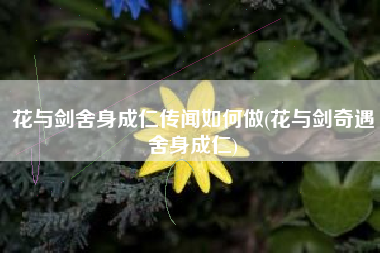 花与剑舍身成仁传闻如何做(花与剑奇遇舍身成仁)
