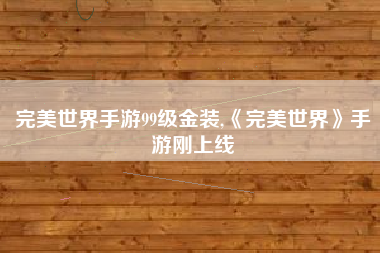 完美世界手游99级金装,《完美世界》手游刚上线