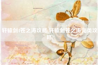 轩辕剑4苍之涛攻略(轩辕剑苍之涛完美攻略)