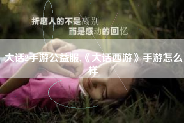大话2手游公益服,《大话西游》手游怎么样