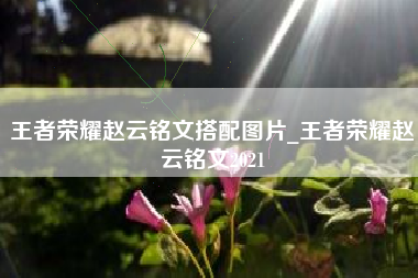 王者荣耀赵云铭文搭配图片_王者荣耀赵云铭文2021