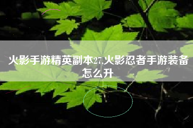 火影手游精英副本27,火影忍者手游装备怎么升