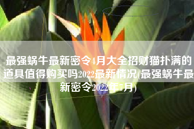 最强蜗牛最新密令4月大全招财猫扑满的道具值得购买吗2022最新情况(最强蜗牛最新密令2022年7月)