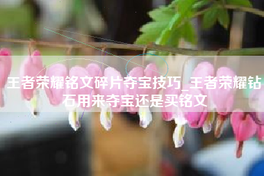 王者荣耀铭文碎片夺宝技巧_王者荣耀钻石用来夺宝还是买铭文