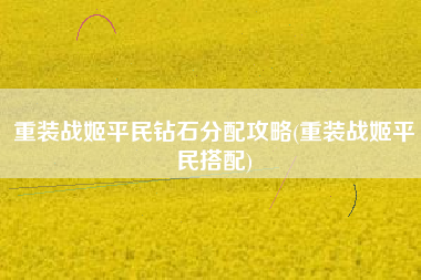 重装战姬平民钻石分配攻略(重装战姬平民搭配) 重装战姬平民钻石分配攻略(重装战姬平民搭配)