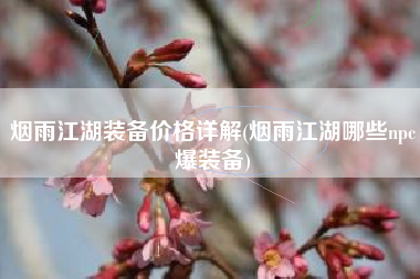 烟雨江湖装备价格详解(烟雨江湖哪些npc爆装备)