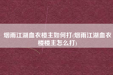 烟雨江湖血衣楼主如何打(烟雨江湖血衣楼楼主怎么打)