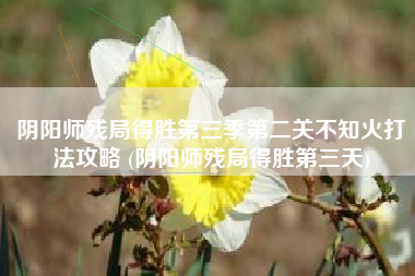 阴阳师残局得胜第三季第二关不知火打法攻略 (阴阳师残局得胜第三天)