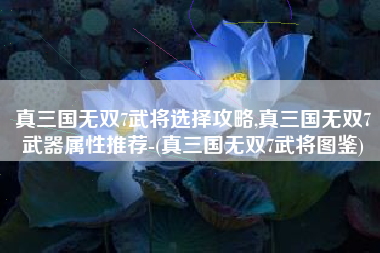 真三国无双7武将选择攻略,真三国无双7武器属性推荐-(真三国无双7武将图鉴)
