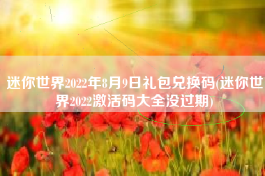 迷你世界2022年8月9日礼包兑换码(迷你世界2022激活码大全没过期)