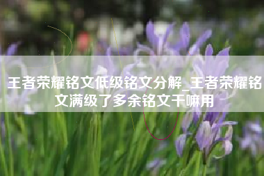 王者荣耀铭文低级铭文分解_王者荣耀铭文满级了多余铭文干嘛用