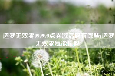 造梦无双零999999点券激活码有哪些(造梦无双零氪能玩吗)