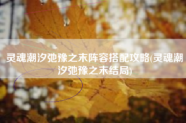 灵魂潮汐弛豫之末阵容搭配攻略(灵魂潮汐弛豫之末结局)