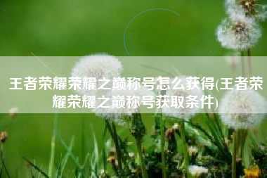 王者荣耀荣耀之巅称号怎么获得(王者荣耀荣耀之巅称号获取条件)