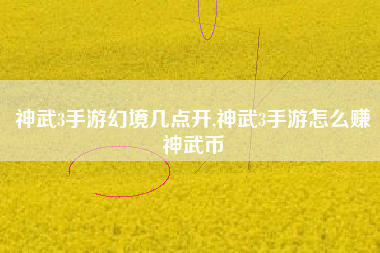 神武3手游幻境几点开,神武3手游怎么赚神武币