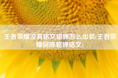 王者荣耀没有铭文貂蝉怎么出装(王者荣耀阿陈貂蝉铭文)