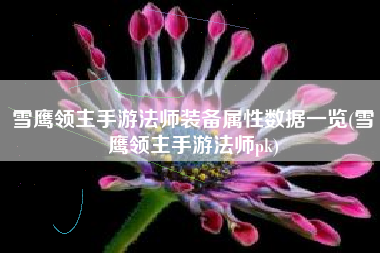 雪鹰领主手游法师装备属性数据一览(雪鹰领主手游法师pk)
