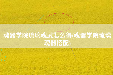 魂器学院琉璃魂武怎么得(魂器学院琉璃魂器搭配)