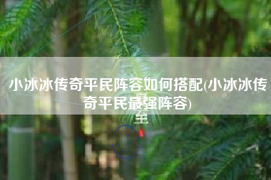 小冰冰传奇平民阵容如何搭配(小冰冰传奇平民最强阵容)
