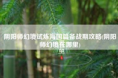 阴阳师幻境试炼海国篇备战期攻略(阴阳师幻境在哪里)