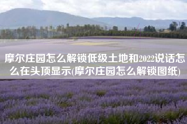 摩尔庄园怎么解锁低级土地和2022说话怎么在头顶显示(摩尔庄园怎么解锁图纸)