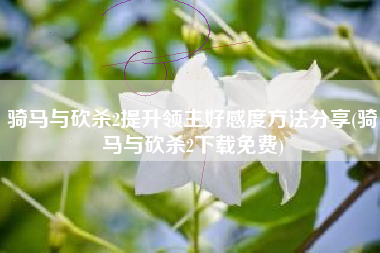 骑马与砍杀2提升领主好感度方法分享(骑马与砍杀2下载免费)