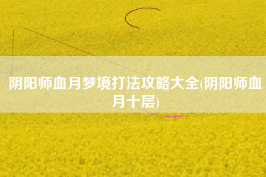 阴阳师血月梦境打法攻略大全(阴阳师血月十层)