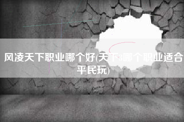 风凌天下职业哪个好(天下3哪个职业适合平民玩)