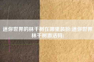 迷你世界的林千树在哪里装扮(迷你世界林千树激活码)