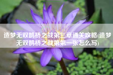 造梦无双鹊桥之战第三章通关攻略(造梦无双鹊桥之战第第一张怎么写)