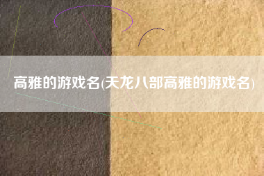 高雅的游戏名(天龙八部高雅的游戏名)