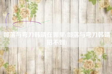 部落与弯刀韩靖在哪里(部落与弯刀韩靖招不到)