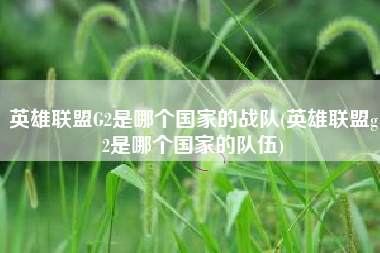 英雄联盟G2是哪个国家的战队(英雄联盟g2是哪个国家的队伍)
