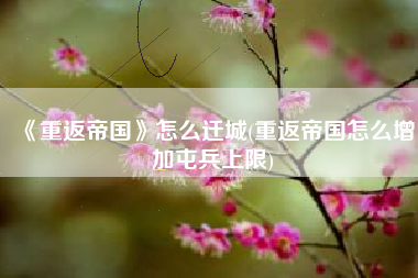 《重返帝国》怎么迁城(重返帝国怎么增加屯兵上限)
