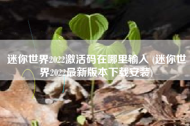 迷你世界2022激活码在哪里输入 (迷你世界2022最新版本下载安装)