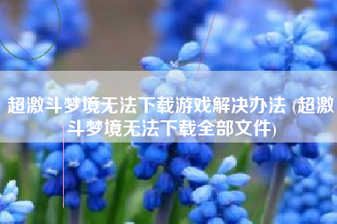 超激斗梦境无法下载游戏解决办法 (超激斗梦境无法下载全部文件)