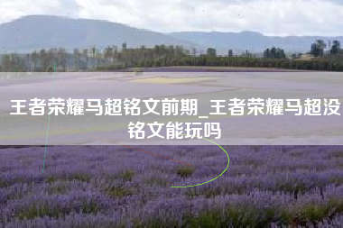 王者荣耀马超铭文前期_王者荣耀马超没铭文能玩吗
