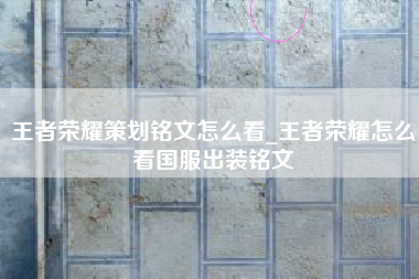 王者荣耀策划铭文怎么看_王者荣耀怎么看国服出装铭文