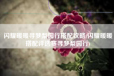 闪耀暖暖寻梦梨园行搭配攻略(闪耀暖暖搭配评选赛寻梦梨园行)